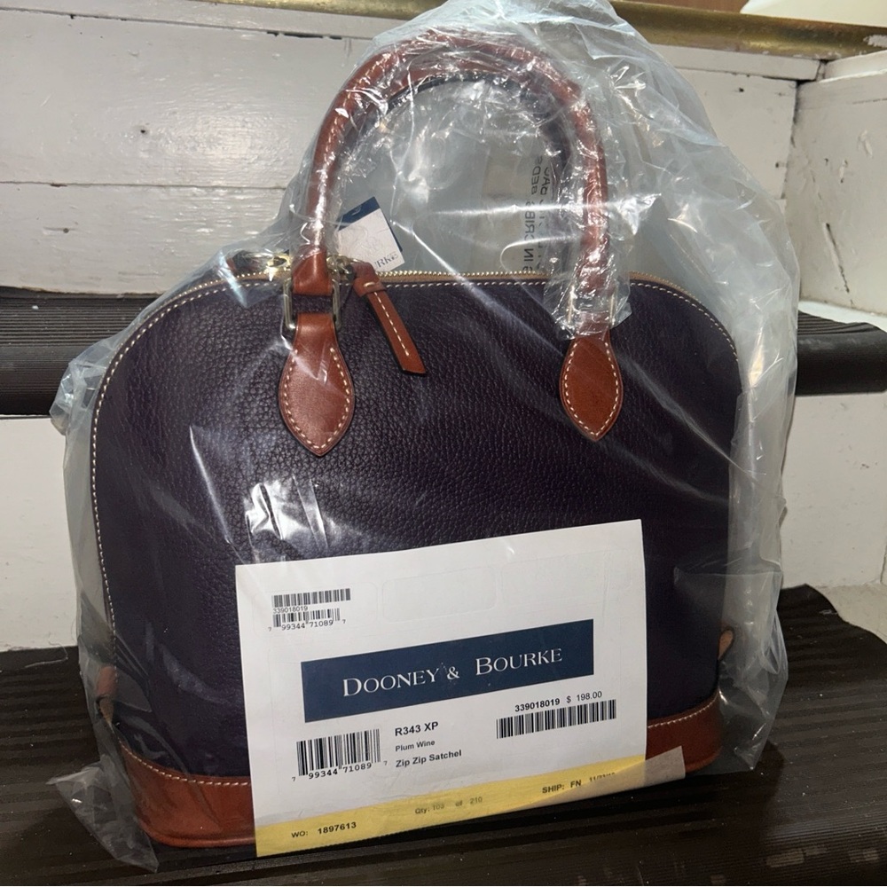 Zip Zip Satchel Dooney and Bourke Handbag Plum Wine